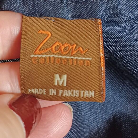 Zoon Collection Navy Embroidered Tunic Dress – Gold Sequin Overlay, Sheer Lace M - Picture 8 of 9